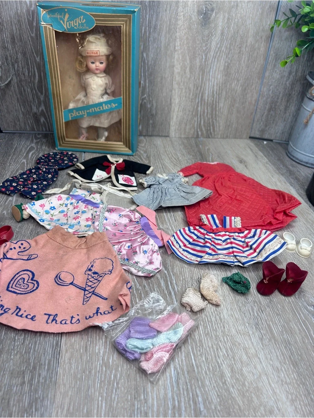 Vintage Vogue Ginny Doll 8” | 1950s Collectible Fashion Doll + Clothing Bundle!
